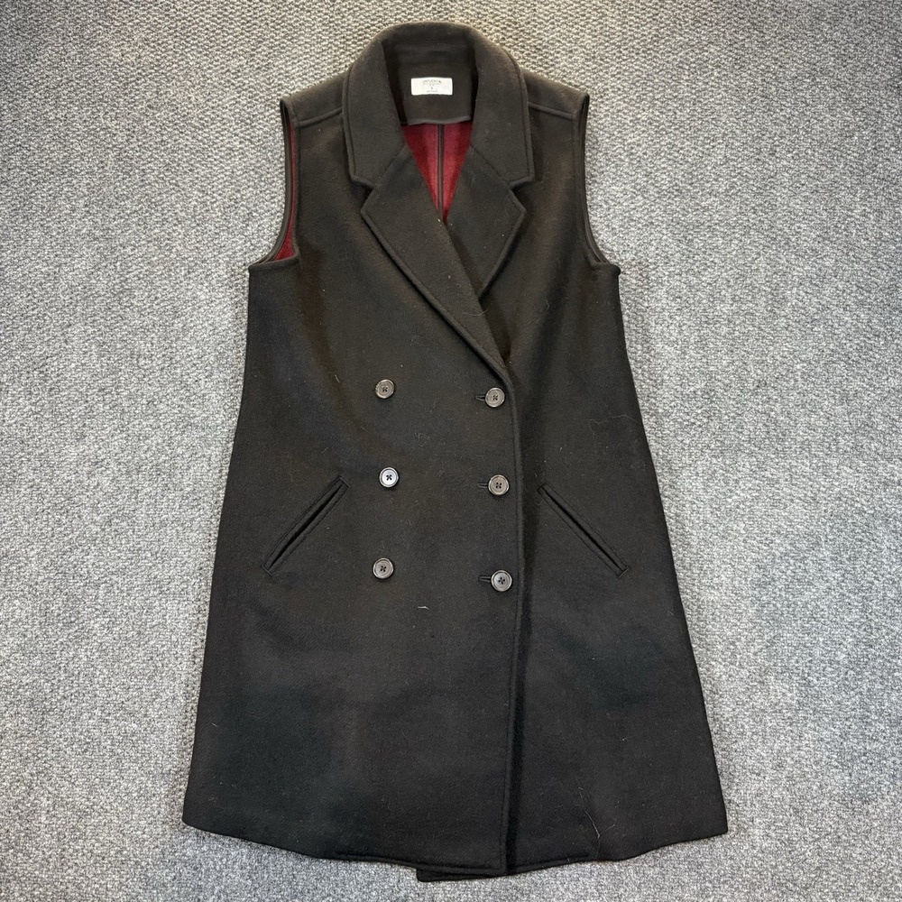 Untuckit Women's Small Black Maroon‎ Wool Double Breasted Long Vera Vest